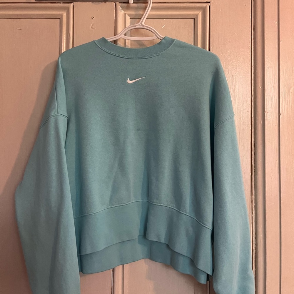 Nike Light Blue Cropped Crewneck Sweatshirt